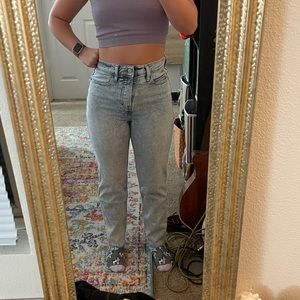 Light wash high rise straight old navy jeans